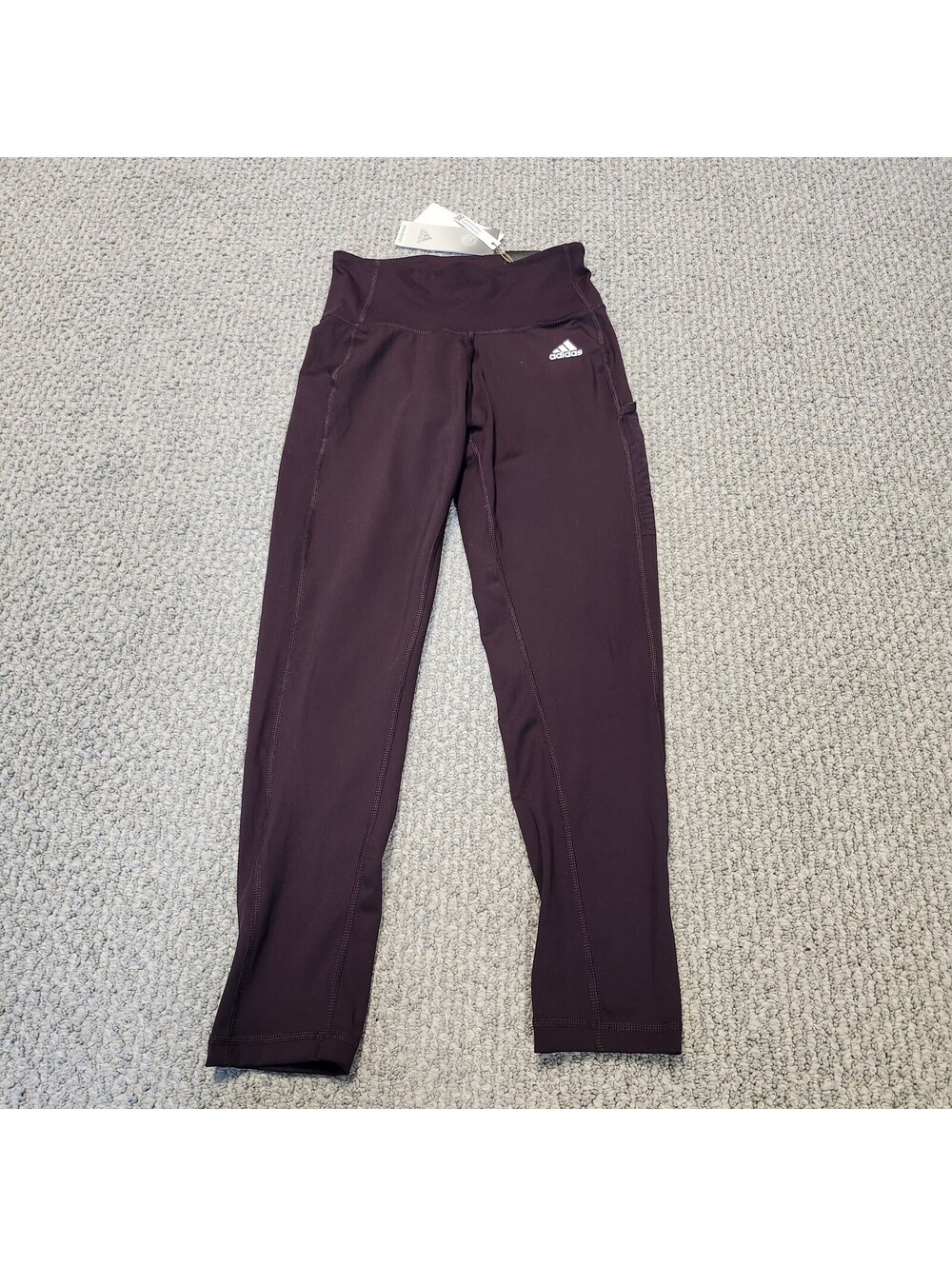 Adidas Tight Fit High Rise 7/8 Maroon Logo Leggings